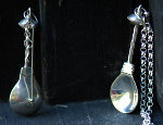 Sterling silver spoons by Gene Tokheim Sølv. Brooch pin and necklace.