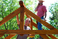 Ben Tokheim and Dale Pederson raise our new timberframe shelter